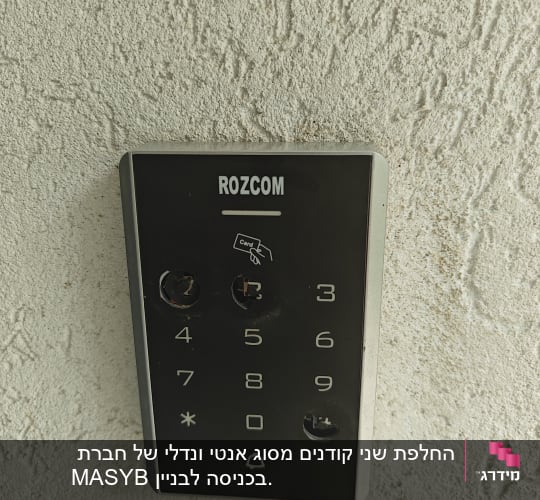 לוח מקשים של אינטרקום עם מספרים וכפתור פעמון